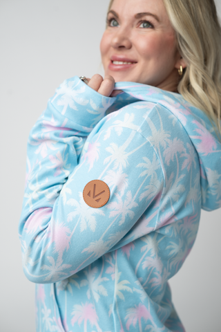 Aqua Palm Full Zip Hoodie