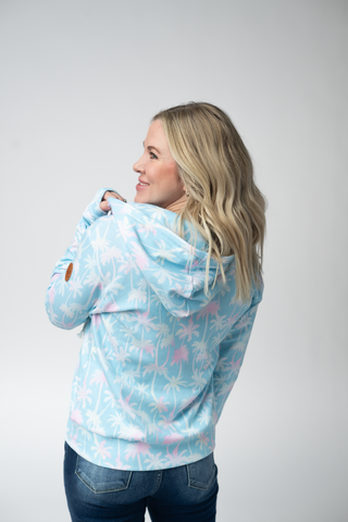 Aqua Palm Full Zip Hoodie