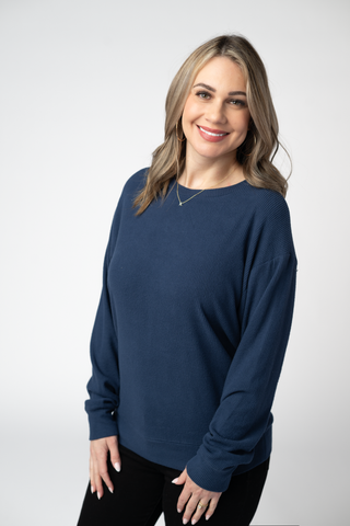 Navy Ribbed Pullover