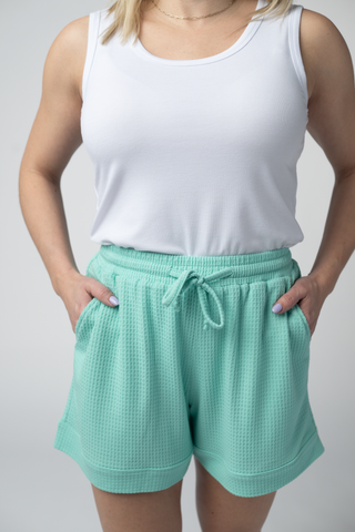 Turquoise Waffle Shorts