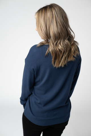 Navy Ribbed Pullover