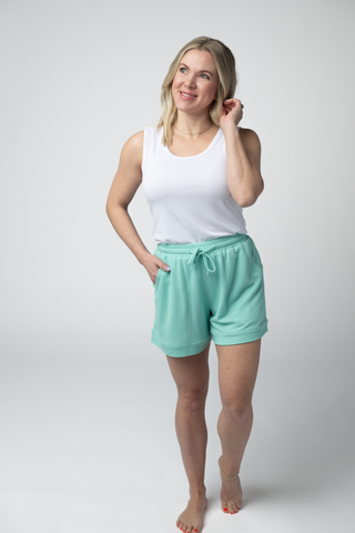 Turquoise Waffle Shorts
