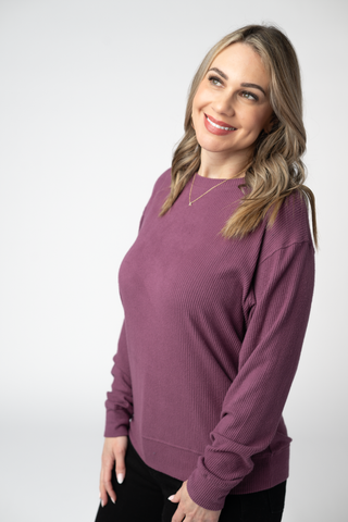 Plum Ribbed Pullover