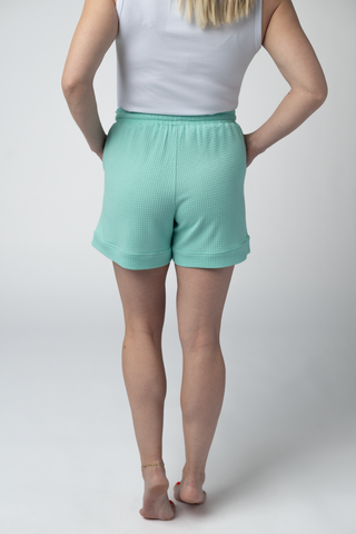 Turquoise Waffle Shorts