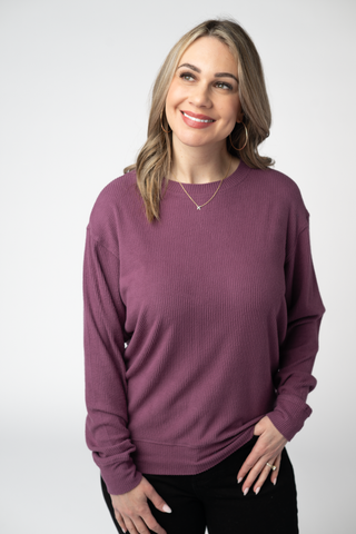 Plum Ribbed Pullover