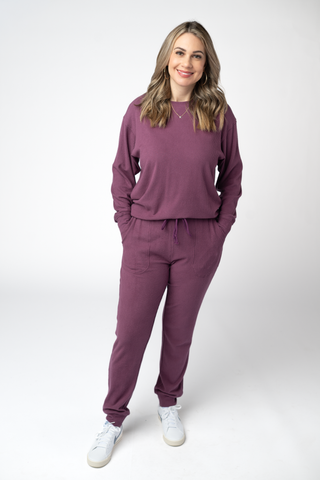 Plum Ribbed Joggers