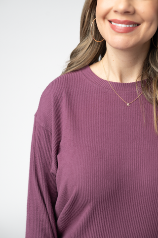 Plum Ribbed Pullover