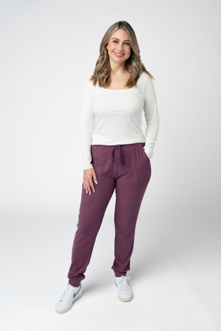 Plum Ribbed Joggers