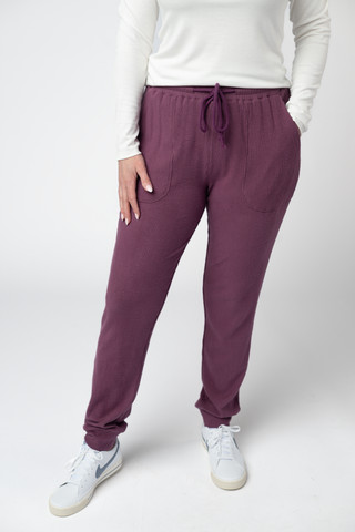 Plum Ribbed Joggers