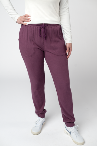 Plum Ribbed Joggers