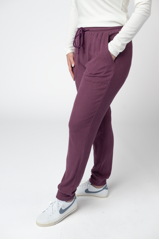 Plum Ribbed Joggers