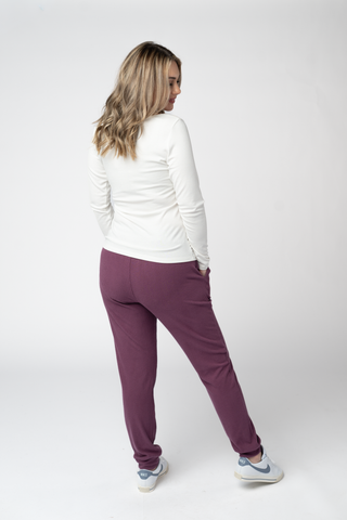 Plum Ribbed Joggers