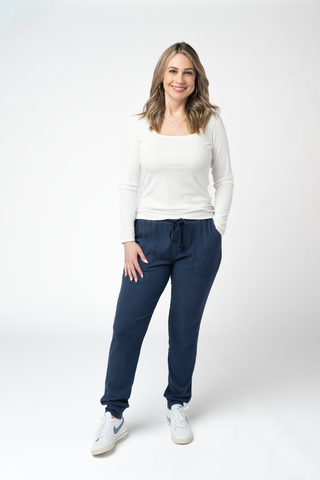 Navy Ribbed Joggers