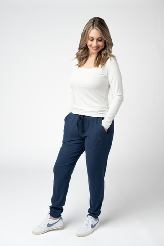 Navy Ribbed Joggers
