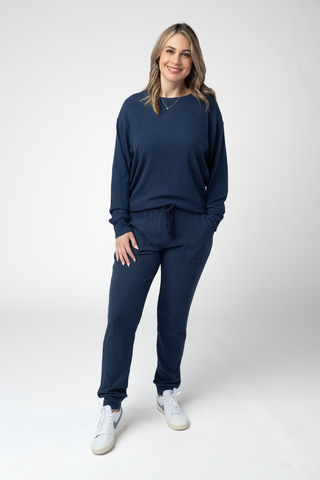 Navy Ribbed Joggers