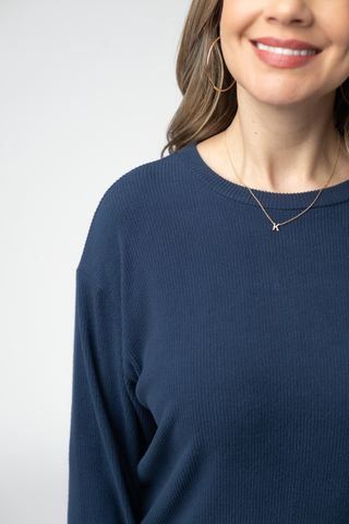 Navy Ribbed Pullover