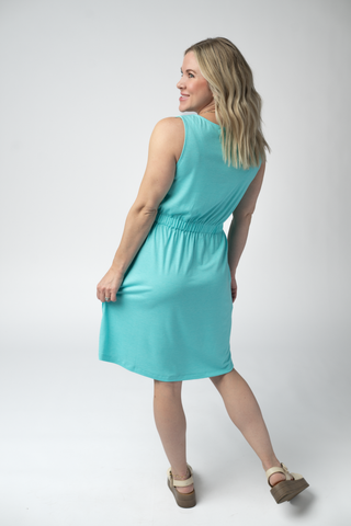 Aqua Button Dress