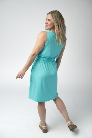 Aqua Button Dress