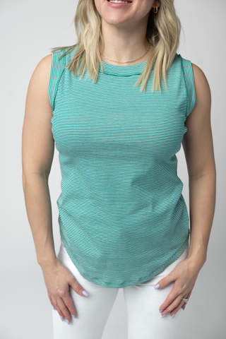 Micro Striped Tank in Jade