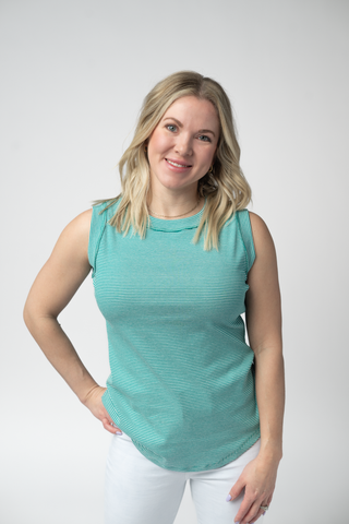 Micro Striped Tank in Jade