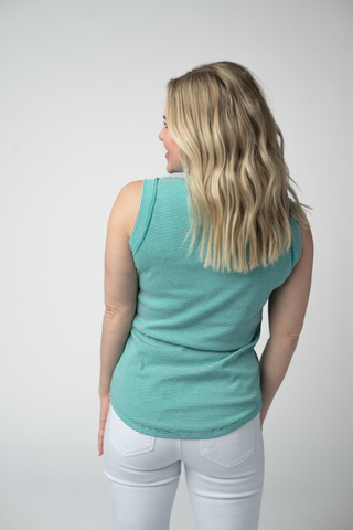 Micro Striped Tank in Jade
