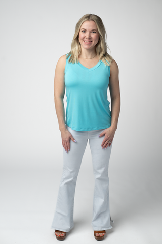 Aqua Relaxed Fit V-Neck Tank