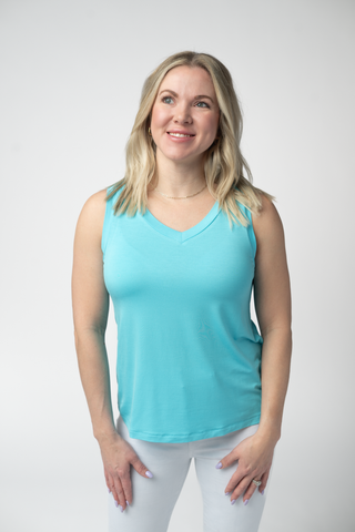 Aqua Relaxed Fit V-Neck Tank