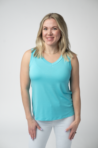 Aqua Relaxed Fit V-Neck Tank