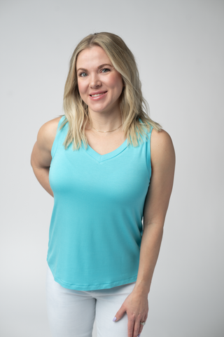 Aqua Relaxed Fit V-Neck Tank