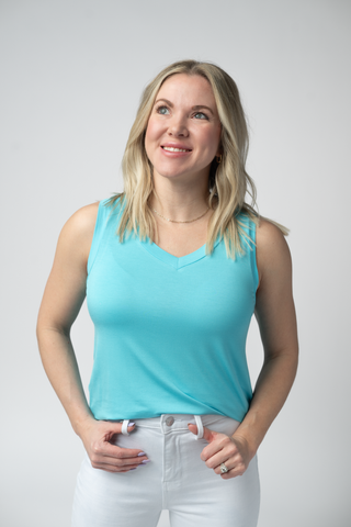 Aqua Relaxed Fit V-Neck Tank