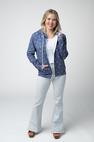 Nautical Navy Full Zip Hoodie