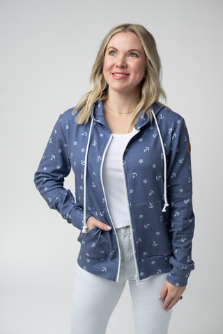 Nautical Navy Full Zip Hoodie