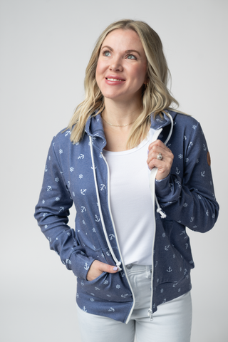 Nautical Navy Full Zip Hoodie