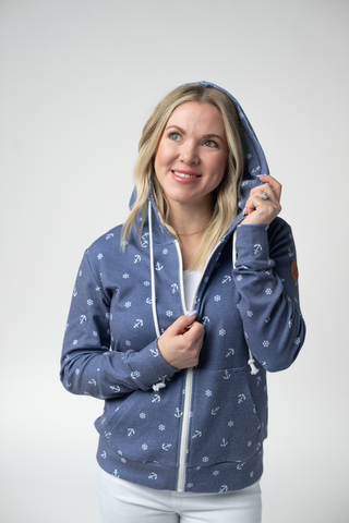 Nautical Navy Full Zip Hoodie
