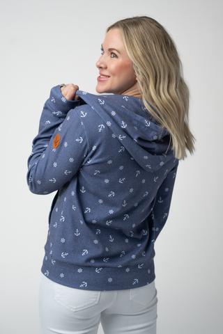 Nautical Navy Full Zip Hoodie