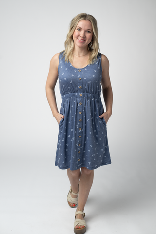 Nautical Navy Button Dress