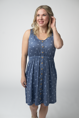 Nautical Navy Button Dress