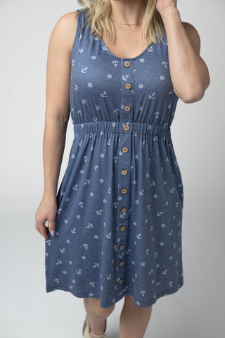 Nautical Navy Button Dress