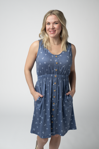 Nautical Navy Button Dress
