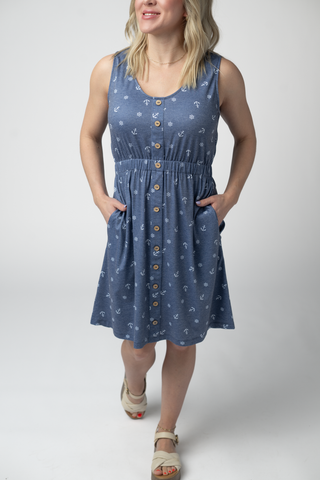 Nautical Navy Button Dress