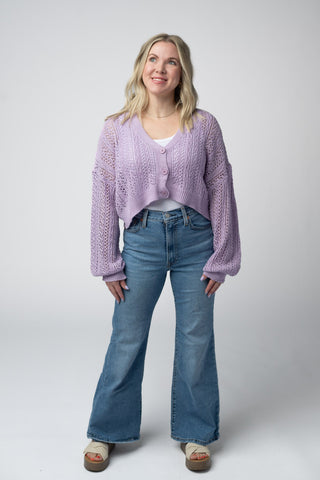 Lavender Cropped Cardigan