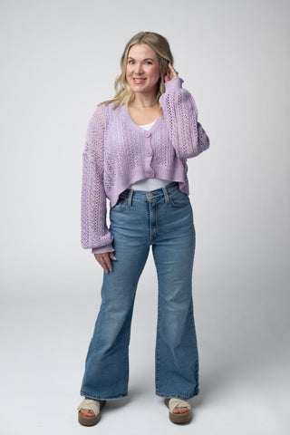 Lavender Cropped Cardigan