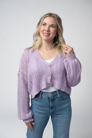 Lavender Cropped Cardigan