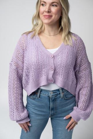 Lavender Cropped Cardigan