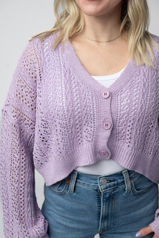 Lavender Cropped Cardigan