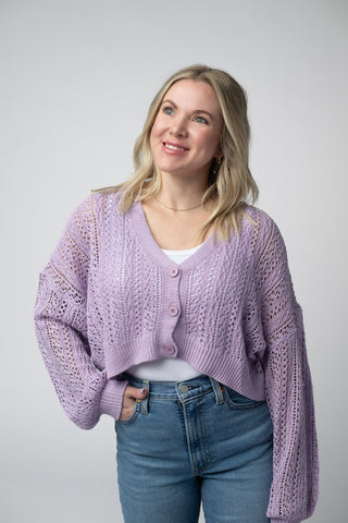 Lavender Cropped Cardigan