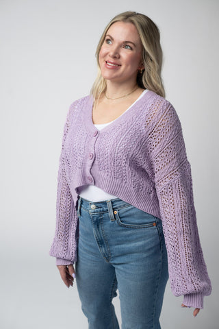 Lavender Cropped Cardigan