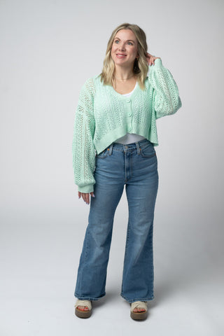 Mint Cropped Cardigan