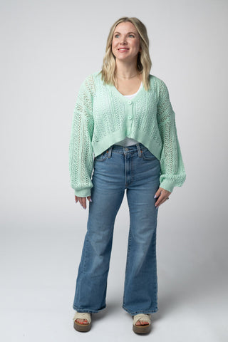 Mint Cropped Cardigan