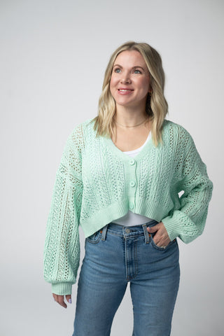 Mint Cropped Cardigan
